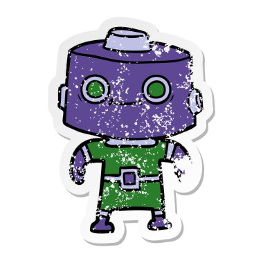 bir çizgi film robot sıkıntılı etiket