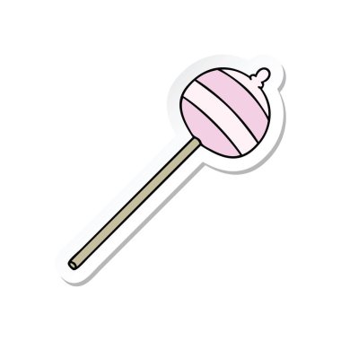 ilginç bir el etiket karikatür lolipop çizilmiş