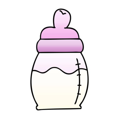 Degrade gölgeli ilginç karikatür biberon süt