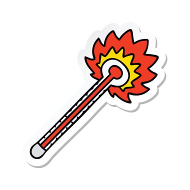 ilginç bir el etiket çizgi film sıcak termometre çizilmiş