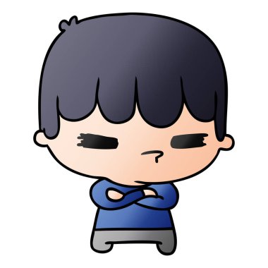 Degrade çizgi film gösterimi bir kawaii şirin çocuk çapraz