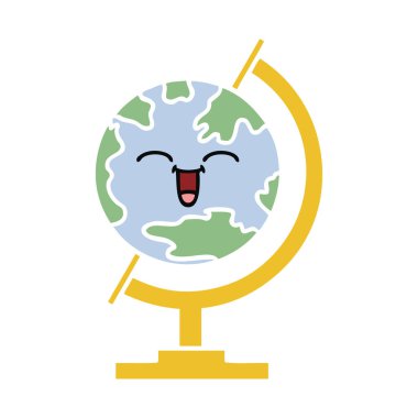 Dünya'nın düz renk retro karikatür Küre