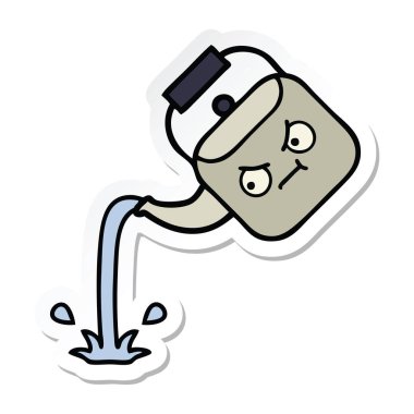 su ısıtıcısı dökülen bir sevimli çizgi etiket