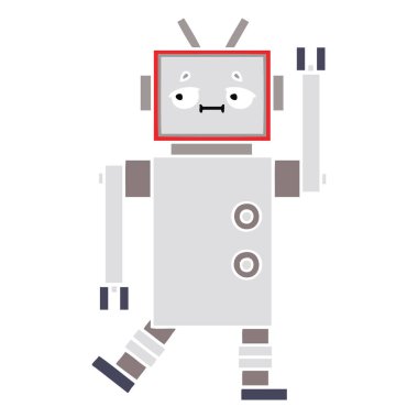 düz renk retro karikatür robot