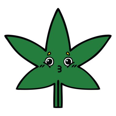 sevimli çizgi marihuana yaprağı
