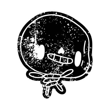Grunge simgesi kawaii şirin ölü iskelet 