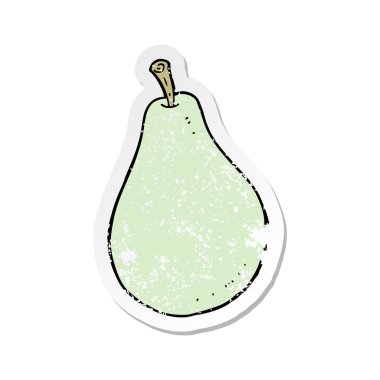 bir çizgi film armut Retro sıkıntılı etiket