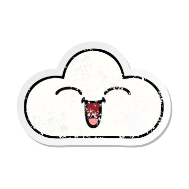 sevimli çizgi beyaz bulut sıkıntılı etiket