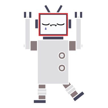 düz renk retro karikatür robot