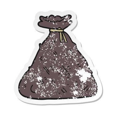 bir çizgi film eski kendir çuval sıkıntılı etiket