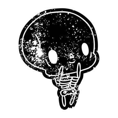 Grunge simgesi kawaii şirin ölü iskelet 