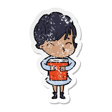 düşünme bir karikatür kadının sıkıntılı etiket