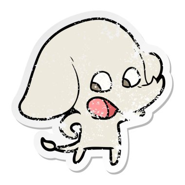 sevimli çizgi fil sıkıntılı etiket