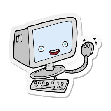 bir çizgi film bilgisayarın etiket