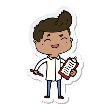 bir çizgi film gülen satıcı plakası