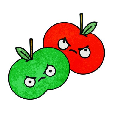 Retro grunge doku karikatür bir elma