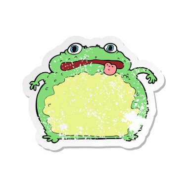 Retro sıkıntılı etiket bir karikatür komik kurbağa