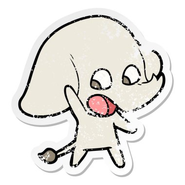 sevimli çizgi fil sıkıntılı etiket