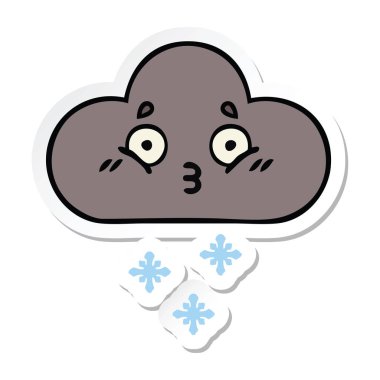 sevimli çizgi fırtına kar bulut etiket