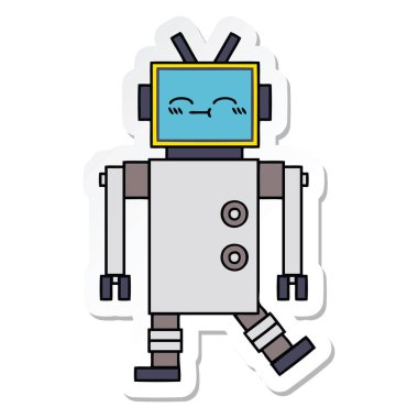 sevimli çizgi robot Sticker