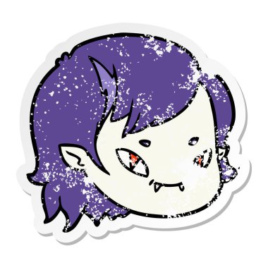 bir çizgi film vampir kız yüz sıkıntılı etiket