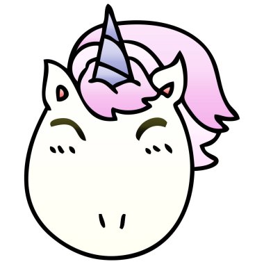 Degrade gölgeli ilginç çizgi film tek boynuzlu at