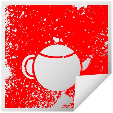 sıkıntılı kare etiketi simgesi kırmızı çaydanlık peeling