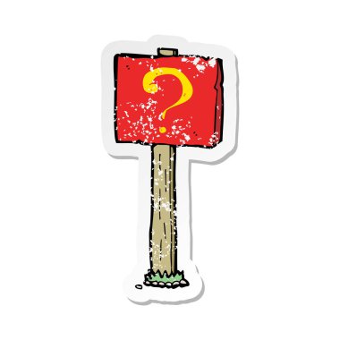 bir çizgi film soru işareti işareti yazının Retro sıkıntılı etiket