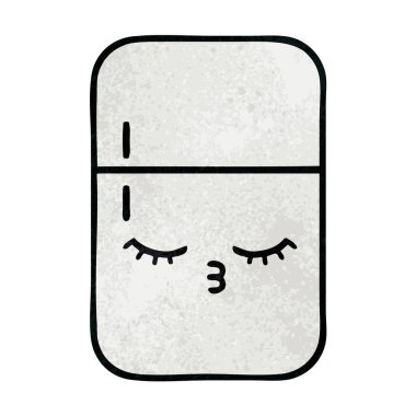 Retro grunge doku karikatür buzdolabı derin dondurucu