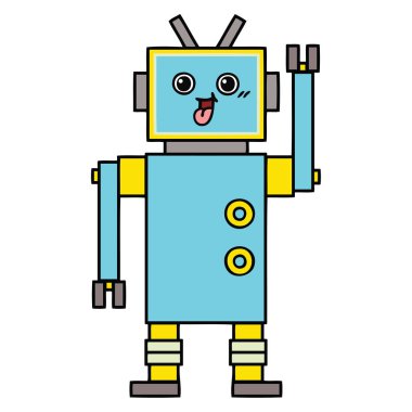 sevimli çizgi bir robot