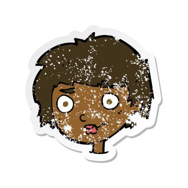 bir karikatür Retro sıkıntılı etiket kadın karışık