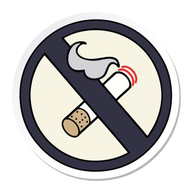 sevimli çizgi etiket Sigara İçilmez işareti izin.