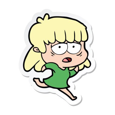 etiket bir karikatür yorgun kadın