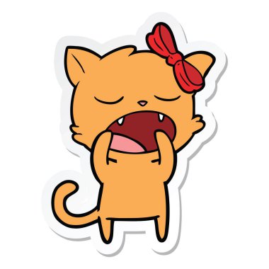 etiket bir karikatür esneme kedi