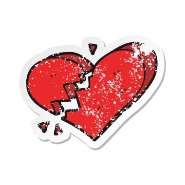 kırık kalp karikatür Retro sıkıntılı etiket