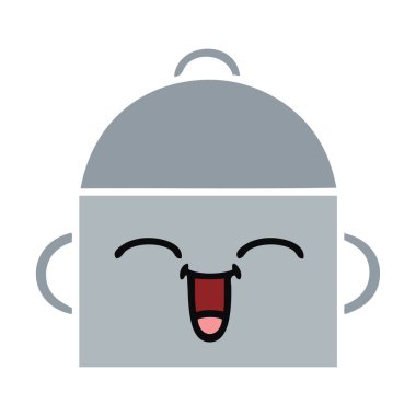 düz renk retro karikatür bir pişirme tencere