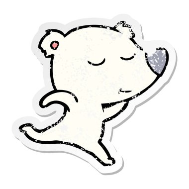 çalışan bir mutlu karikatür kutup ayısı sıkıntılı etiket