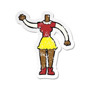 bir çizgi film kadın bedeninin Retro sıkıntılı etiket