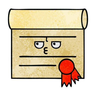 Retro grunge doku karikatür, bir sertifikanın