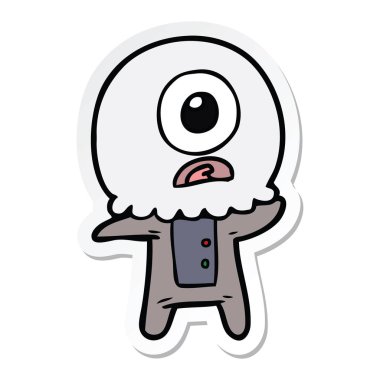 bir çizgi film Tepegöz uzaylı uzaylı etiket