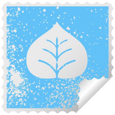 sıkıntılı kare bir sonbahar yaprak sembolü etiket soyma