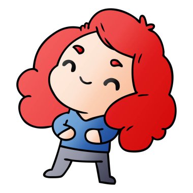 bir şirin kawaii kızın degrade çizgi film