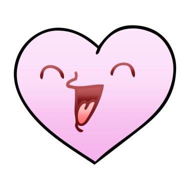 Degrade ilginç karikatür mutlu kalp gölgeli