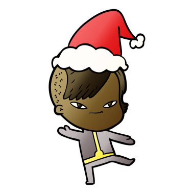 bir kızın san giyen hipster saç kesimi ile sevimli gradyan çizgi