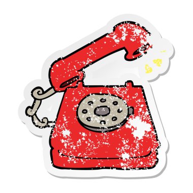 telefon zil bir karikatür sıkıntılı etiket