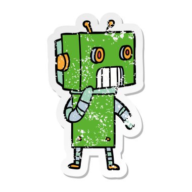 bir çizgi film robot sıkıntılı etiket