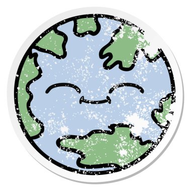 sevimli çizgi planet Earth sıkıntılı etiket