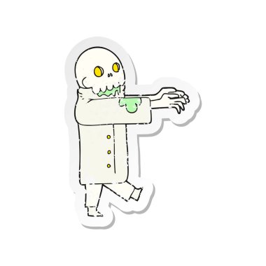 bir çizgi film zombi Retro sıkıntılı etiket