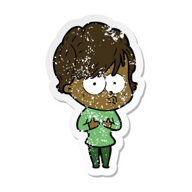 bir çizgi film kadının sıkıntılı etiket