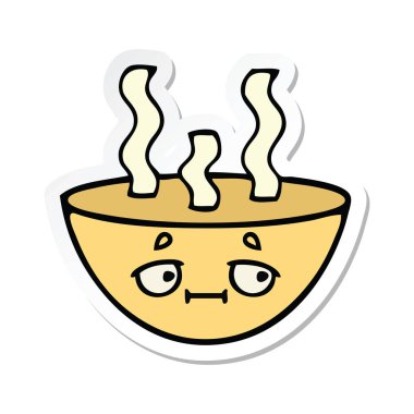 bir sevimli çizgi tas sıcak çorba etiket